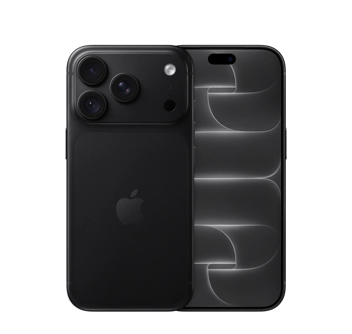 iPhone 18 Pro in Black, back and front views (transparent background)