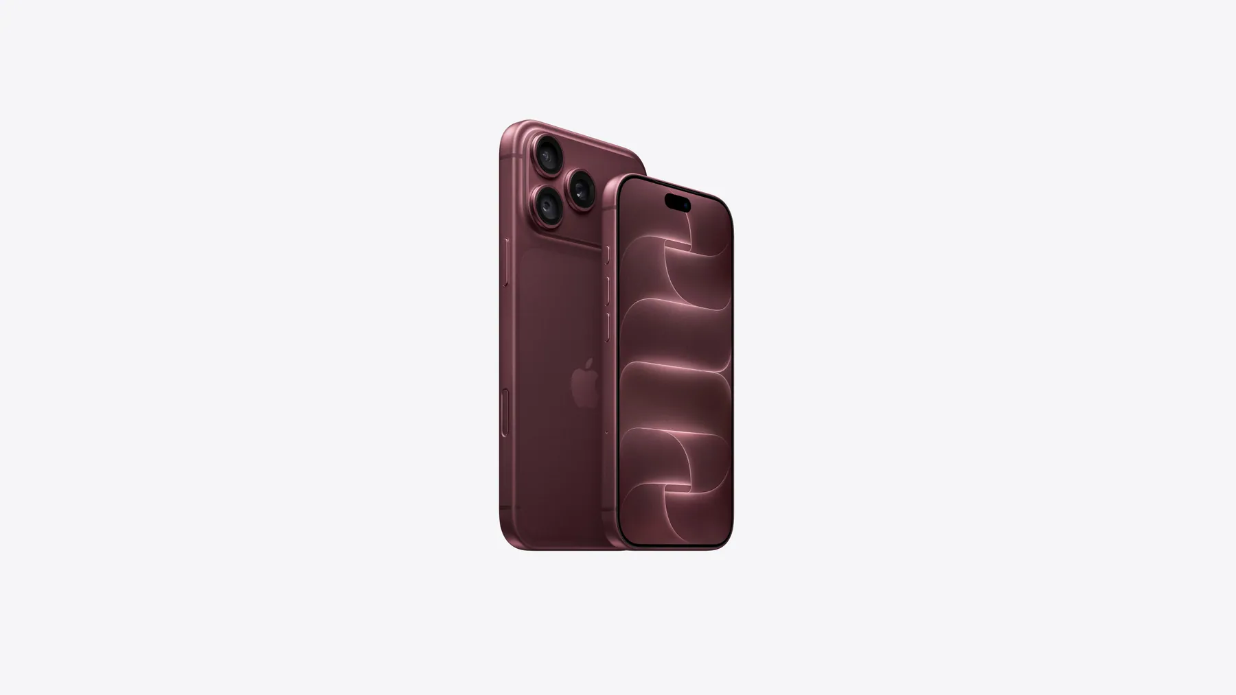 Burgundy iPhone 18 Pro Max (back, Pro Fusion camera) behind a Burgundy iPhone 18 Pro (front display)