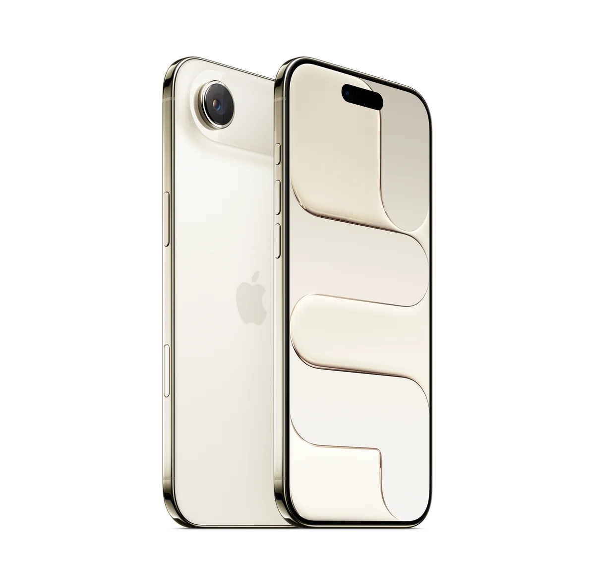 iPhone Air in Light Gold, back and front views (transparent background)
