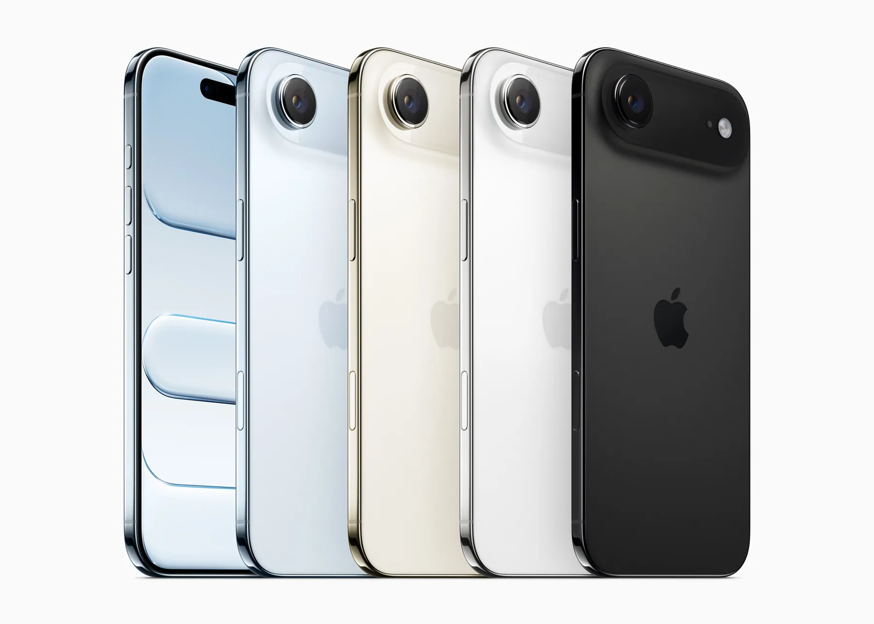 iPhone Air in Sky Blue, Light Gold, Cloud White and Space Black