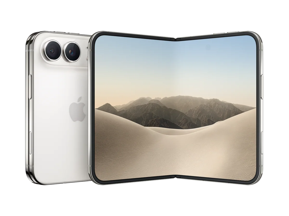 iPhone Duo in Star White, back and front views (transparent background)