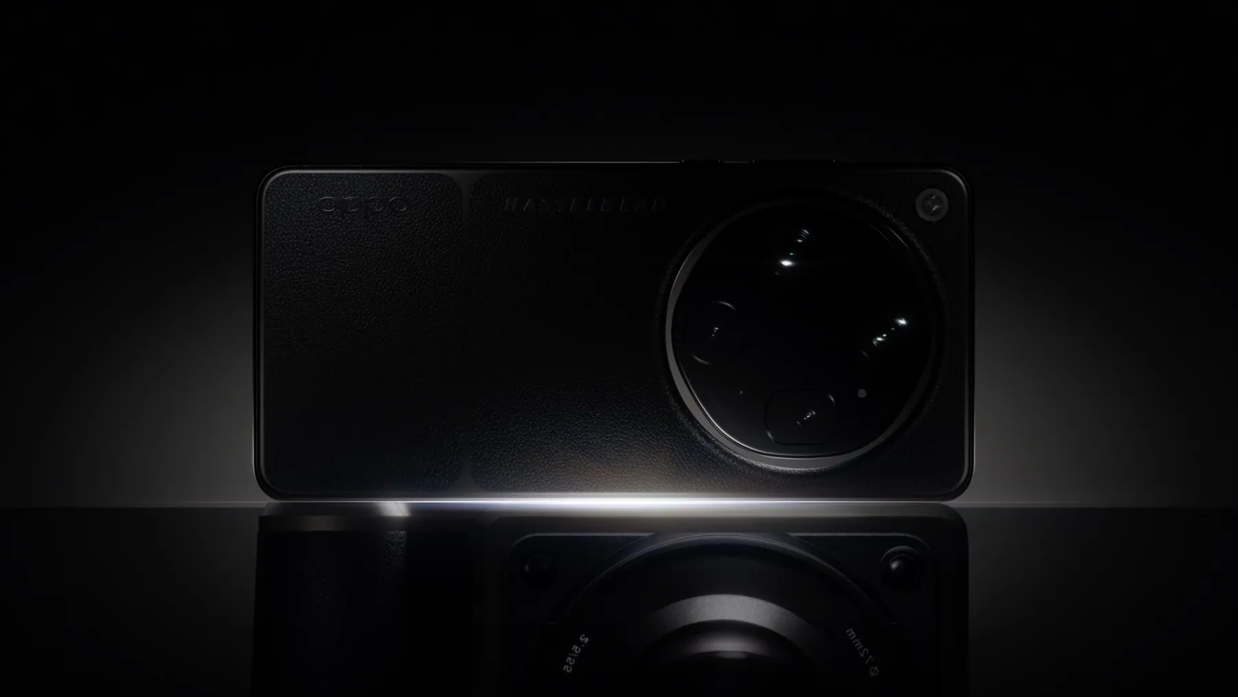 Find X9 Ultra (Tundra Umber) back and camera module in a dark studio shot
